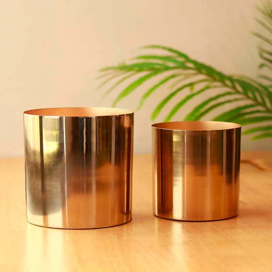 The Fleur | Set of 2 Gold Metal Pot