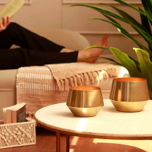 The Emas | Set of 2 Gold Metallic Pots