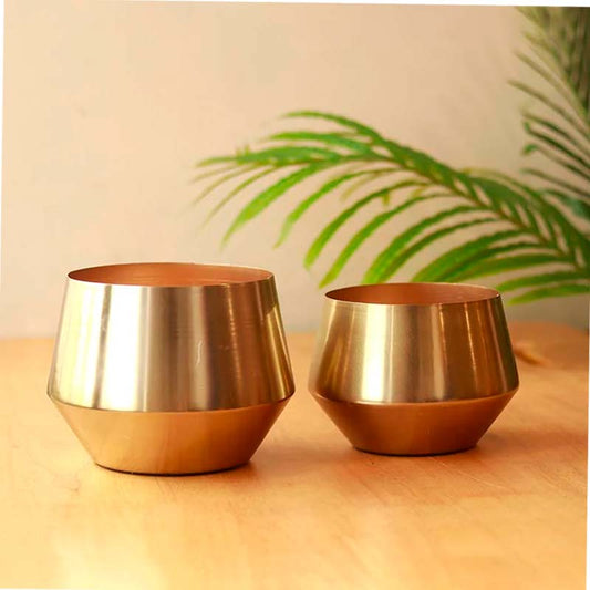 The Emas | Set of 2 Gold Metallic Pots