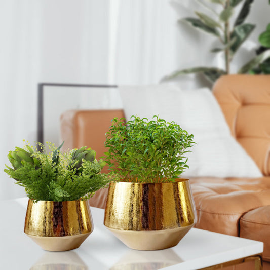 Eion Gold Metal Pot | Set of 2