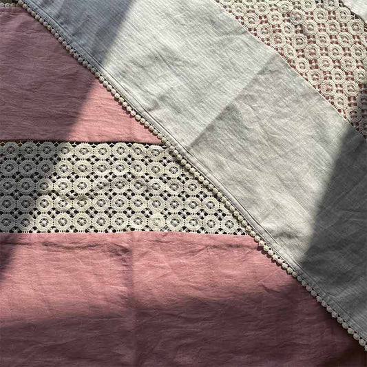 Reversible Hemp Table Runner with Cotton Lace detailing