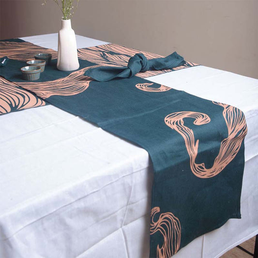 Dark Green Printed Table Runner | 72x13