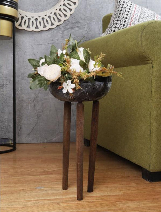 Tall Metal Planter with Wooden Legs