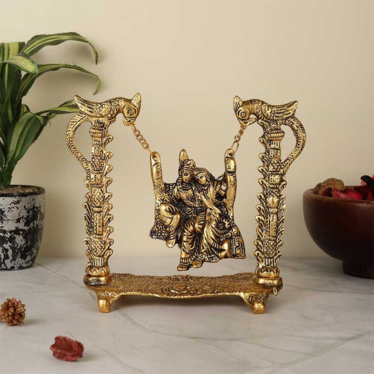 Radha Krishna Ji Metal Jhula Showpiece