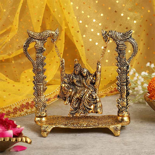 Radha Krishna Ji Metal Jhula Showpiece