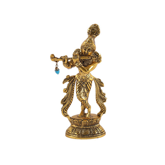 Lord Krishna Metal Statues Playing Flute