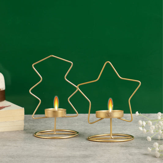 Tealight Candle Holder | Star and Tree | Set of 2