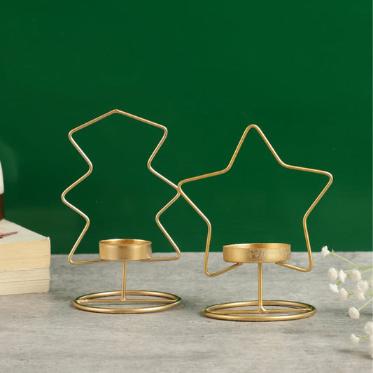 Tealight Candle Holder | Star and Tree | Set of 2