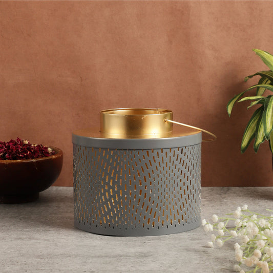 Grey Gold Modern Decorative Lantern Candle Holder