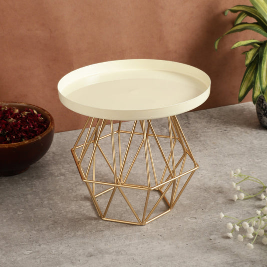 White & Gold Decorative Metal Cake Stand