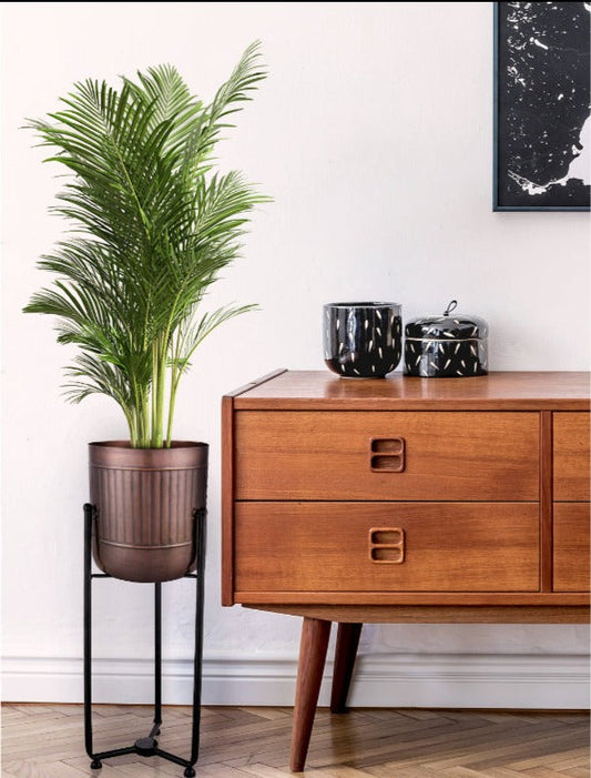 Planter Stand with Copper Striped Pot