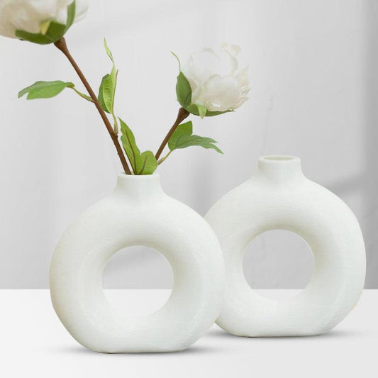 Donut Vase - Set of 2 | 6 inches, 9 inches, 12 inches | White