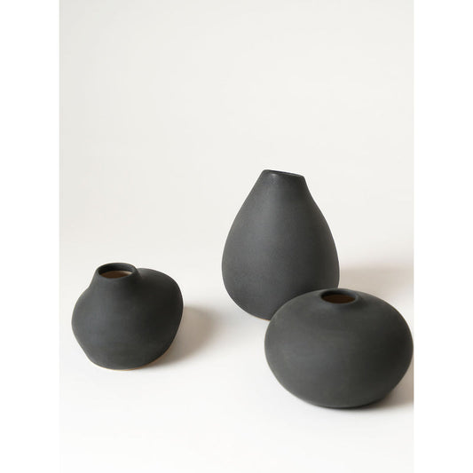 Ash Black Shimizu Family Ceramic Vases | Set of 3