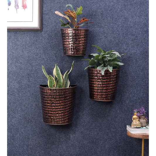 Copper & Black Hammered Wall Planter | Set of 3