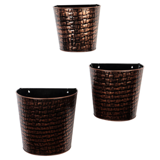 Copper & Black Hammered Wall Planter | Set of 3