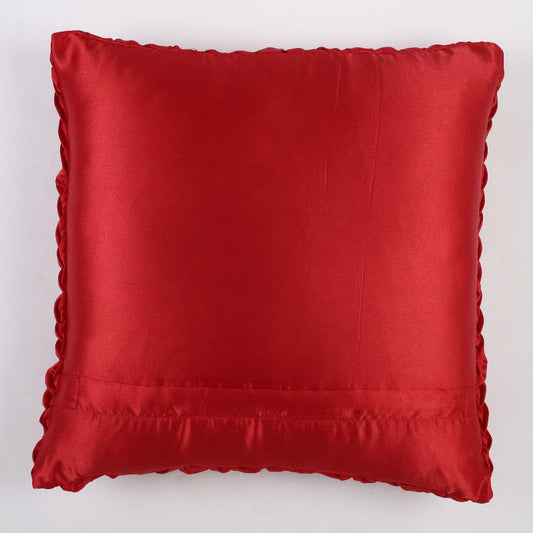 Smocked Satin Cushion Cover| Red |Set of 2