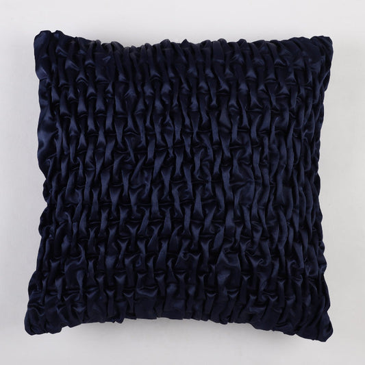 Smocked Satin Cushion Cover| Navy |Set of 2