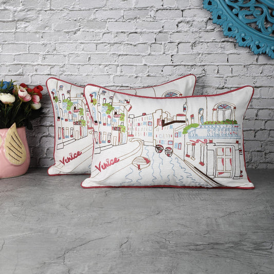 Cotton Venice Cushion Cover |Set of 2