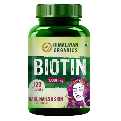 Himalayan Organics Biotin 10000 mcg For Hair Nails & Skin Nutraceutical - 120 tabs