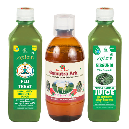 Axiom Rheumatic Fever Combo (Flu Treat + Gomutra Ark  + Nirgundi Juice)