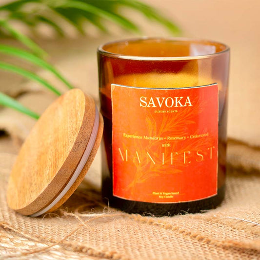 Manifest Soy Candle I Mandarin, Rosemary & Cedarwood