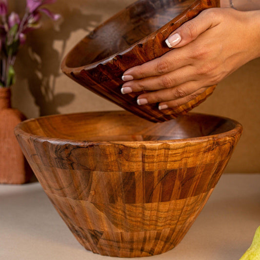 Ribbed Wooden Bowl | Multiple Colors