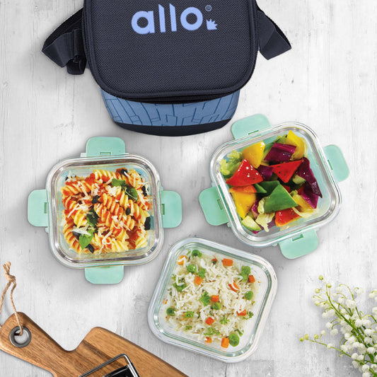 Averll Safe Glass Lunch box  | Set Of 3 | Multiple Colors