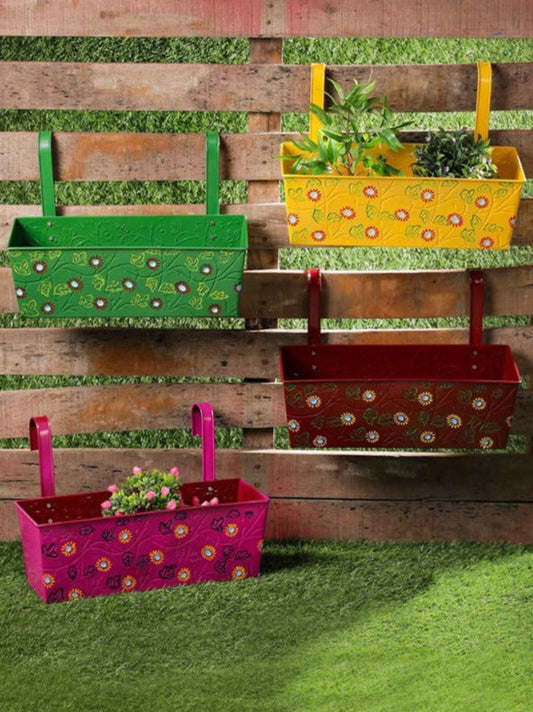 Multicolor Handpainted Rectangle Planters | Set of 4