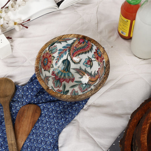 Wooden Multicolor Meena Salad Bowl