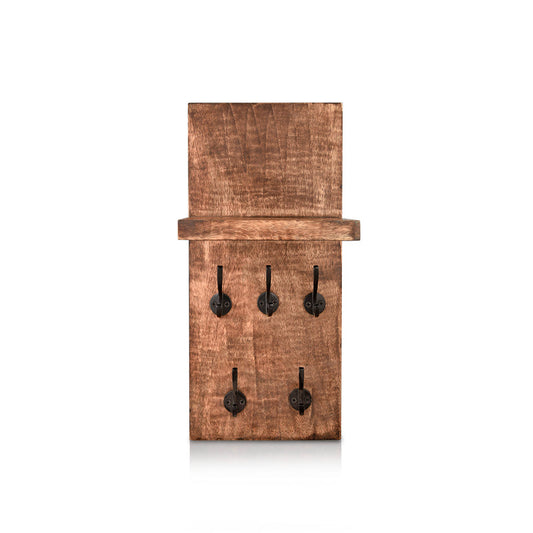 Five Hook Wooden Key Holder