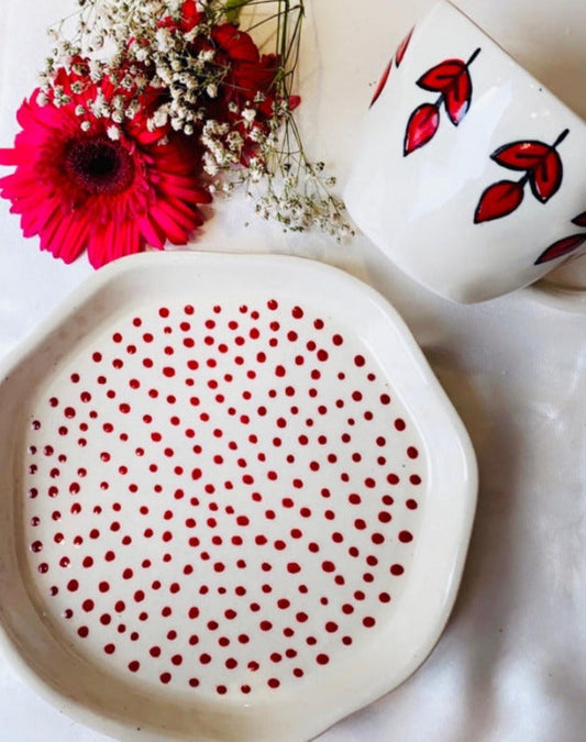 Red Dotted Ceramic Plate