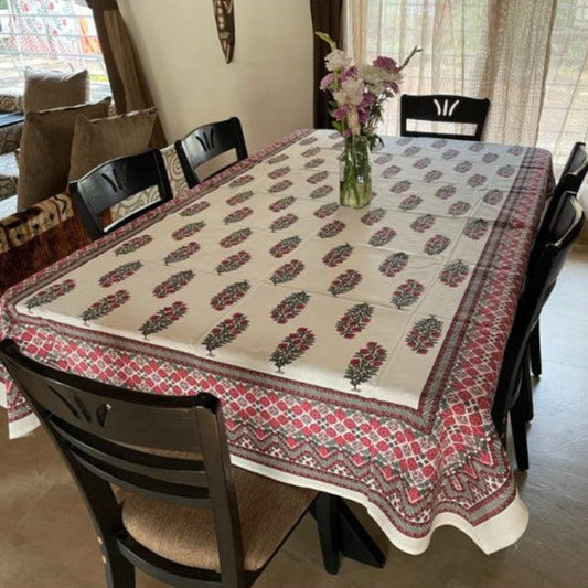 Jaipuri Floral Block Print Table Cover