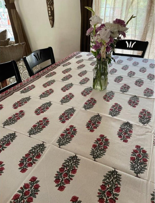 Jaipuri Floral Block Print Table Cover