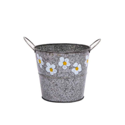 Silver Flower Embossed Pot