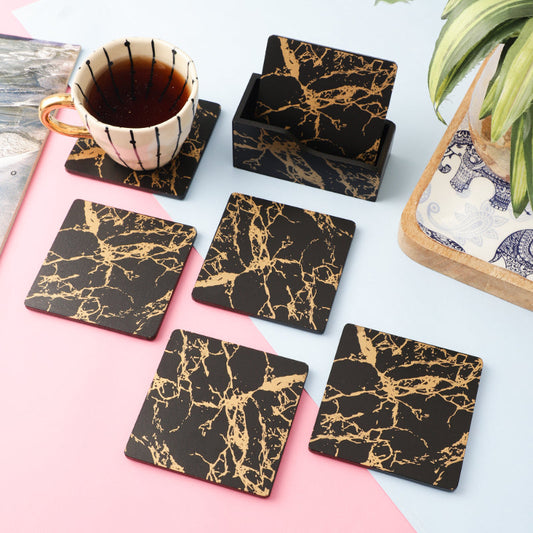 Textured Wooden Coaster | Set of 6