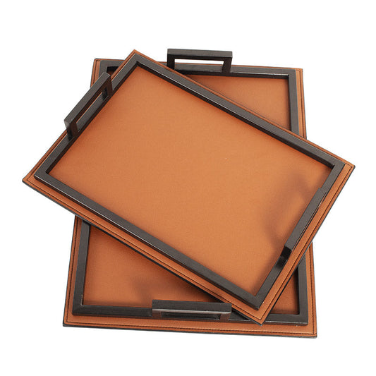 Faux Leather Serving Tray | Set of 2 | Multiple Colors