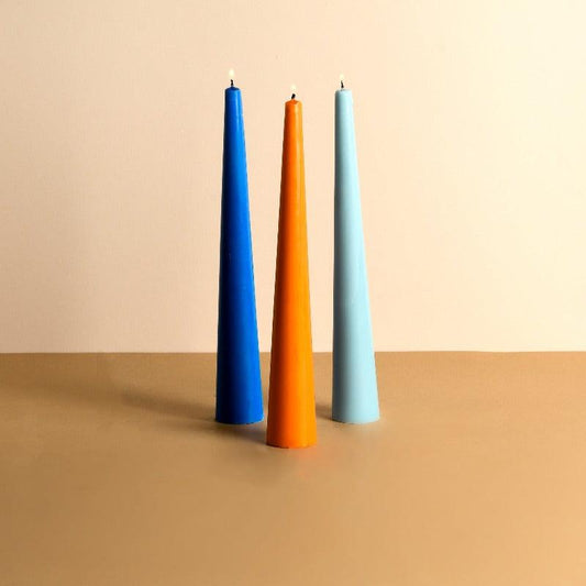 Scented Conical Candles | Multi-Color Set of 3