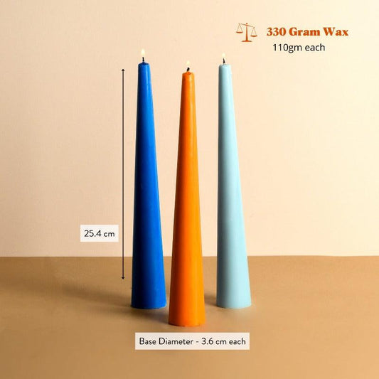 Scented Conical Candles | Multi-Color Set of 3