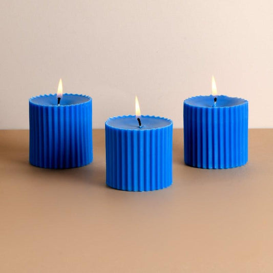 Scented Short Pillar Candles | Same-Color Set of 3