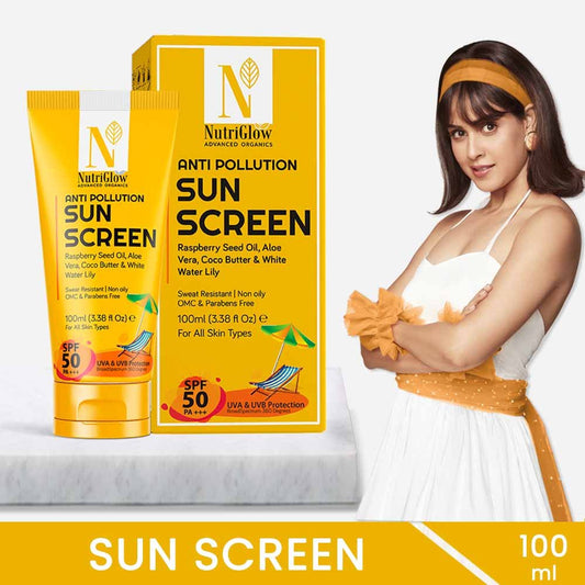 NutriGlow Advanced Organics Anti Pollution Sun Screen SPF 50 PA+++ - 100 ml