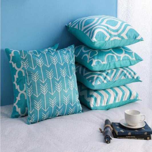 Printed Soft Velvet Cushion Cover | Set Of 6 | Multiple Colors