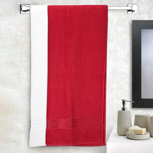 Red & White Bath  Towel | 60x30 Inches | Pack Of 2