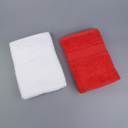 Red & White Bath  Towel | 60x30 Inches | Pack Of 2