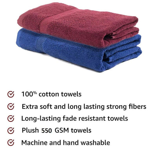 Royal Blue & Maroon Bath Towel  | Set Of 2