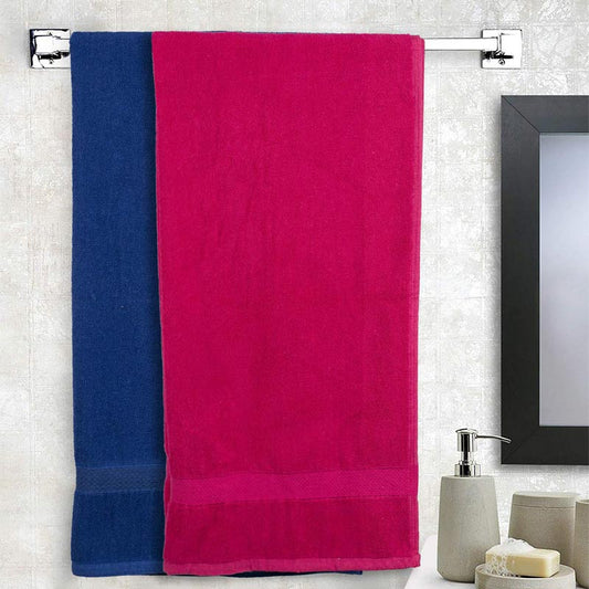 Royal Blue & Dark Pink Bath Towel  | Set Of 2