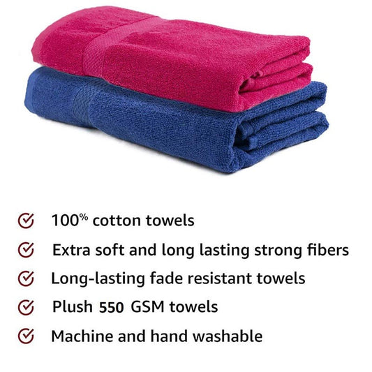 Royal Blue & Dark Pink Bath Towel  | Set Of 2