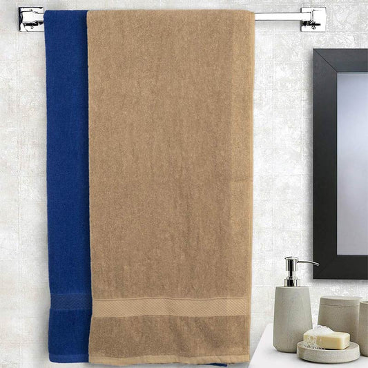 Royal Blue & Biege Bath  Towel Pack Of 2