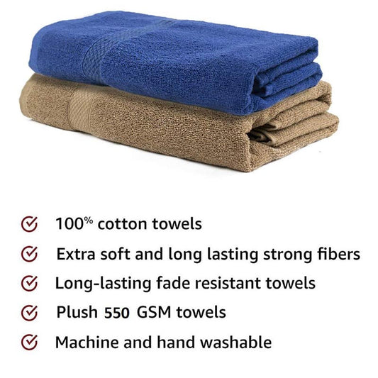 Royal Blue & Biege Bath  Towel Pack Of 2