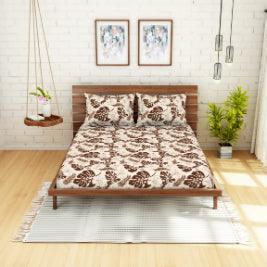 Rustic Leafs Print Bedsheet | Double Bedsheet | Multiple Colors