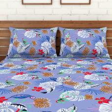 leafy Flowers Print Bedsheet | Double Bedsheet | Multiple Colors